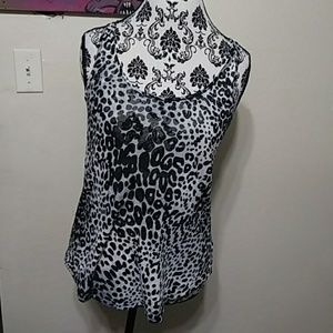 Express Sheer Black/White Leopard Tank Top M